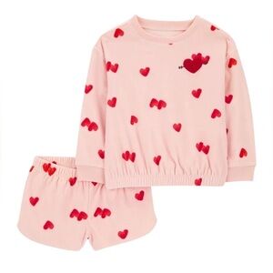 Carter’s 2 Piece Fleece Pink Heart Print Pajamas Size XL. I#001L
